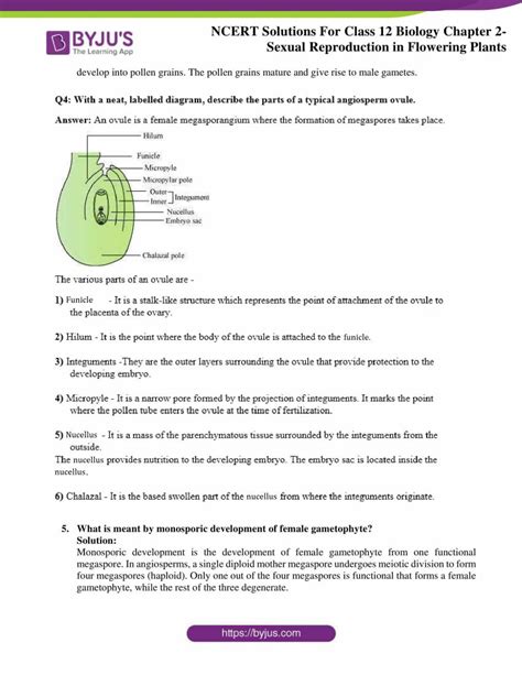Ncert Solutions For Class 12 Biology Chapter 2 Sexual Reproduction In