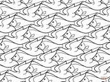 Tessellation Drawing Coloring Pages Fish Escher Mc Getdrawings sketch template