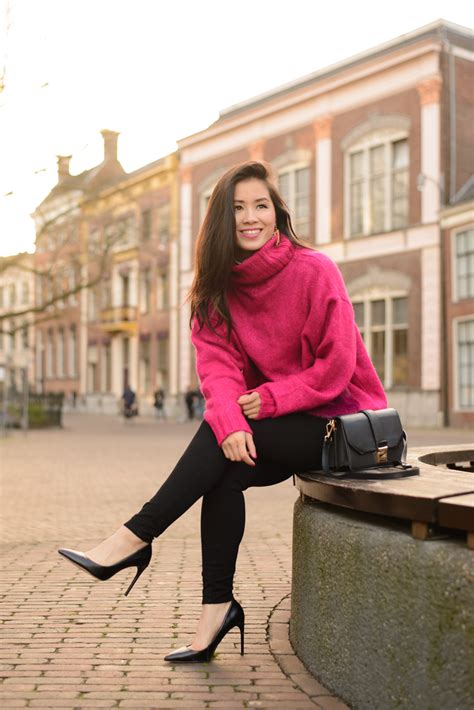 outfit roze fluffy trui thebeautymusthaves