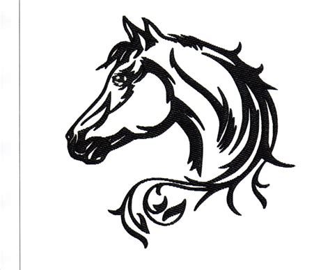 horse head outline embroidery design