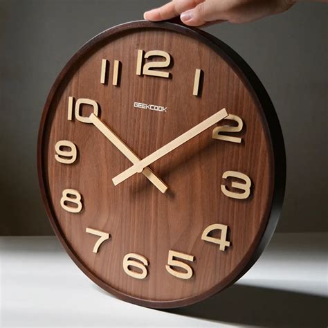 large digital wall clock simple modern design wooden clocks bamboo   decorative hanging
