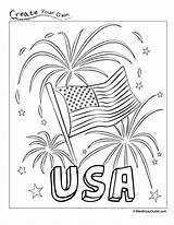 Coloring Fireworks Fourth Printable Usa July Kids Patriotic 4th Happy Celebration American Flag Sheets Celebrating Own Create Year sketch template