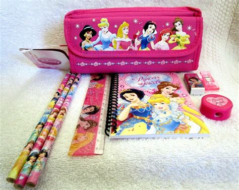 Princess Princesses Hot Pink Pencil Case Pouch And 8pc Stationary Set