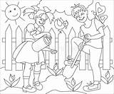 Garden Children Working Drawing Spring Coloring Vector Illustration Cartoon Any Stock Scale sketch template