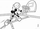 Basketball Mickey Coloring Mouse Playing Pages Popular sketch template