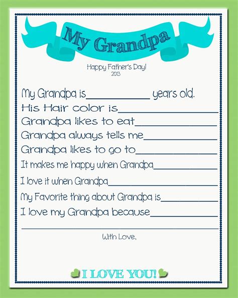 grandpa  printable fathers day questionnaire  svg file cut
