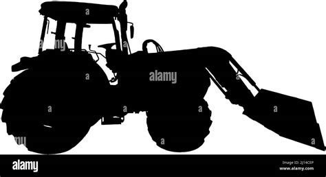 tractor silhouette  black  white background stock vector image