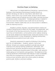 position paper  bullyingdocx position paper  bullying