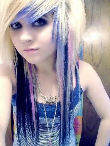 Emo Girl Blond Blue Dark Blue Purple Hair I Have Blonde Hair