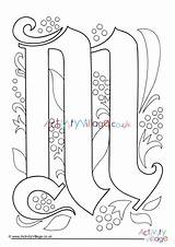 Illuminated Colouring Letter Pages Village Activity Explore sketch template