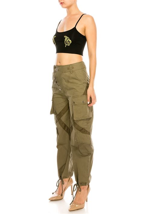 army green trousers high waisted pants casual street style green