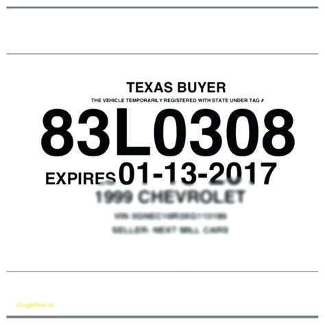 printable editable texas temporary license plate template printable