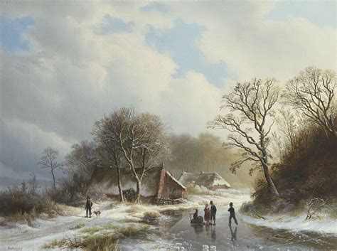 willem bodeman paintings prev  sale  winter landscape  skaters