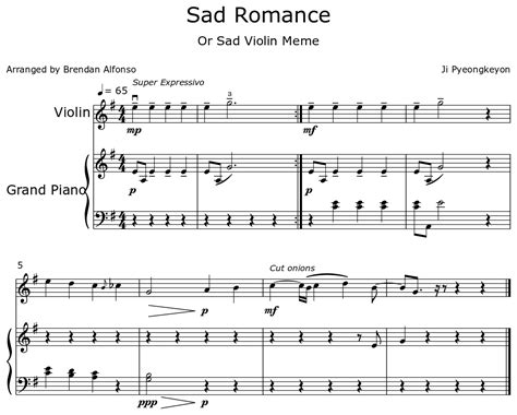 sad romance sheet   violin piano