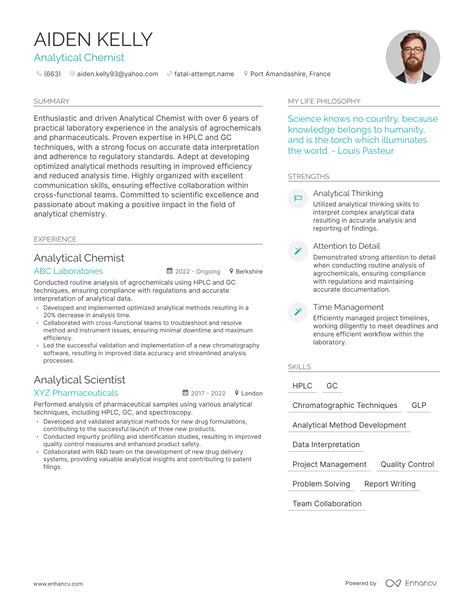 analytical chemist resume examples   guide