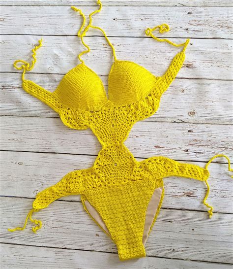 handmade crocheted bikini soft cotton yarn one piece bikini 2019