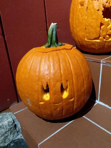carved kirbys face   pumpkin   days    thought
