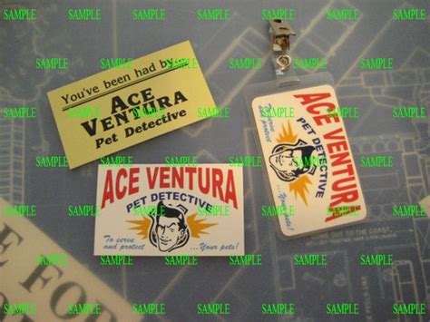 ace ventura prop id badge business calling card etsy