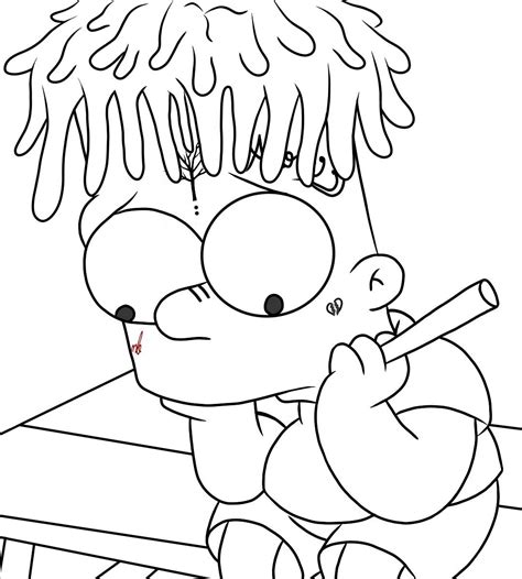 Coloring Bart Simpson Simpsons Xxxtentacion Cartoon Drawings Drawing