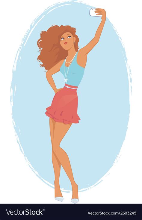 girl taking a selfie royalty free vector image