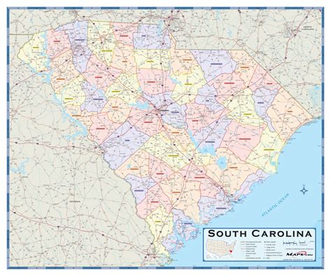 south carolina counties wall map  mapscom mapsales