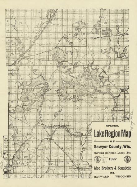 special lake region map  sawyer county wisconsin map  atlas
