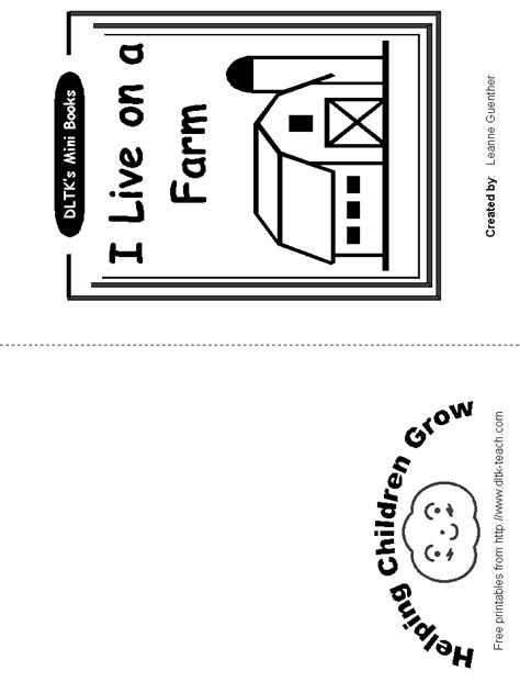 dltks template printing mini books printables kids farm books