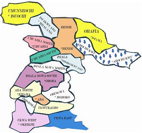map  local government areas  abia state including arochukwu lga