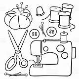 Drawing Sewing Clipart Line Machine Cartoon Drawings Items Nähen Cartoons Elements Hand Quilting Quilt Choose Board Tattoo Istockphoto sketch template
