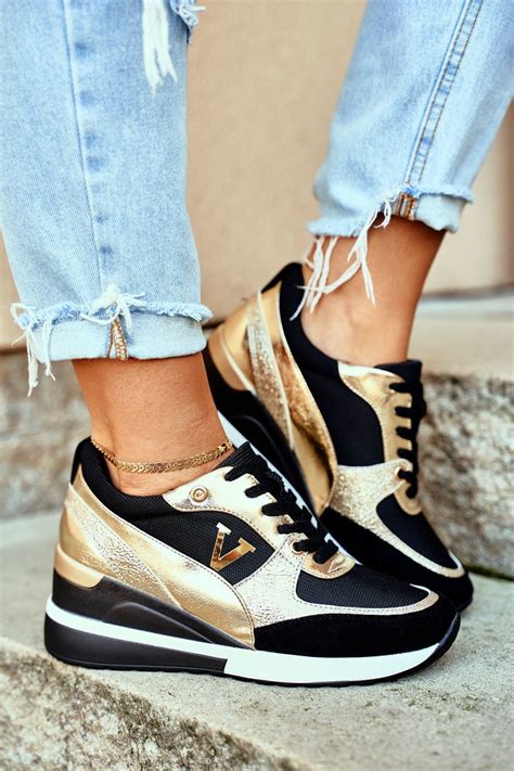 womens sport shoes sneakers black gold   cheap  fashionable shoes  butoskleppl