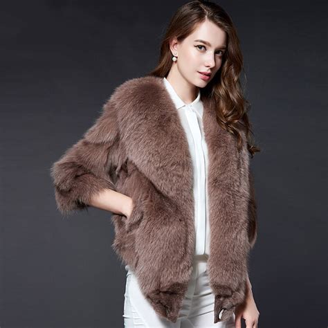top quality noble elegent natural fox fur coats outerwear women real
