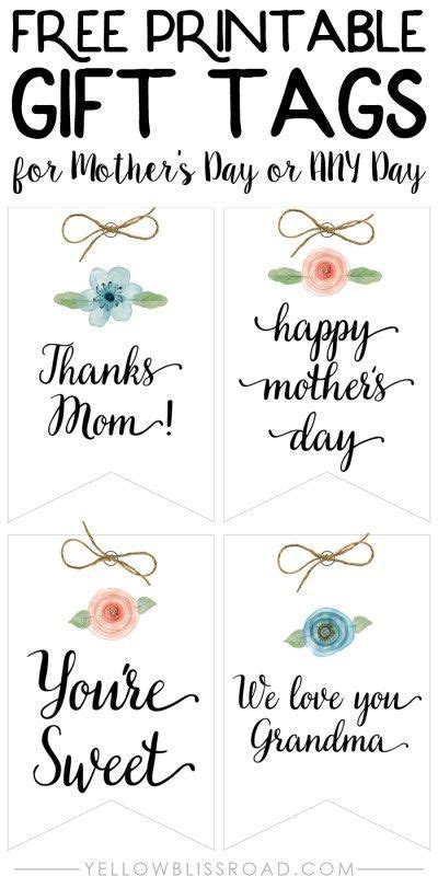 printable gift tags  mothers day   day motherdiy