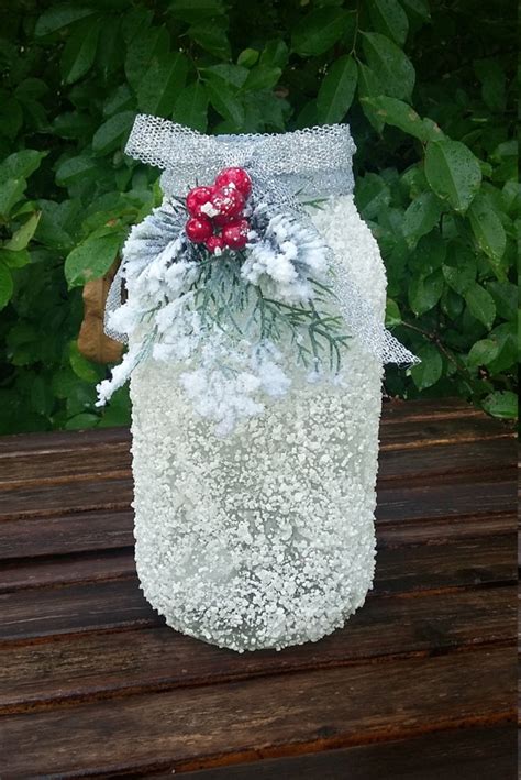 Holiday Centerpiece Large Mason Jar Centerpiece Winter Etsy