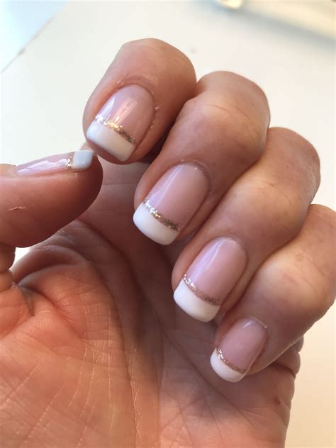 French Manicure With Rose Gold Sparkles Manicure Manicure And