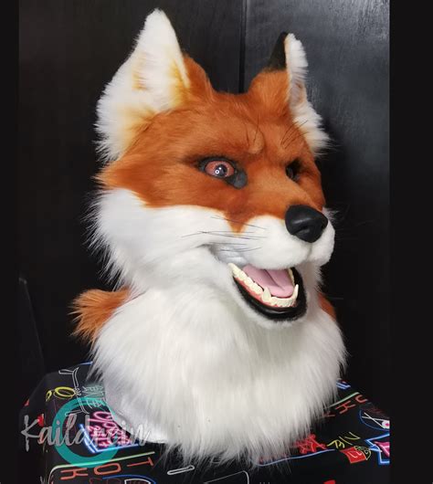 realistic fox fursuit head costume prop cosplay animal etsy