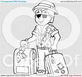Man Traveler Luggage Illustration Happy Royalty Clipart Vector Visekart sketch template