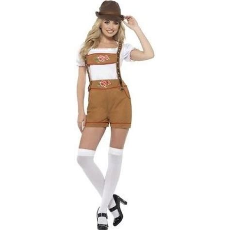 Sexy Bavarian Beer Girl Costume Brown With Top And Lederhosen