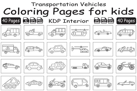transportation vehicles coloring pages graphic  tanvir enayet