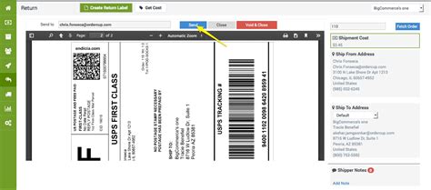 generating return labels customer support portal