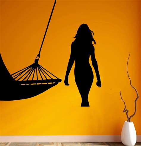 wall sticker vinyl decal hot sexy girl silhouette relax beach in wall