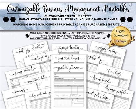 customizable business planner printables sc