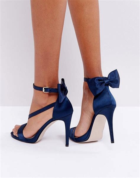 Miss Kg Bow Trim Strappy Sandals Navy Navy Wedding Shoes Blue