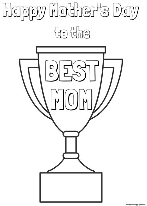 mothers day  mom trophy coloring page printable