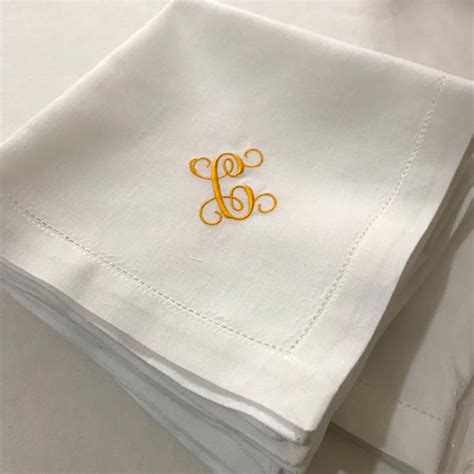 monogram embroidered white dinner cloth napkins white housewarming gift wedding napkin  table