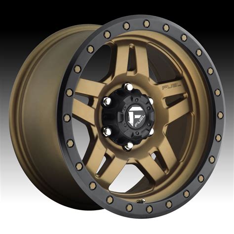 fuel anza  matte bronze  black ring custom truck wheels rims fuel pc custom wheels