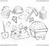 Mining Clipart Mine Items Outlined Illustration Gold Royalty Coloring Pages Vector Visekart Template sketch template