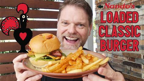 nando s 12 loaded classic burger and regular side food review greg s kitchen youtube