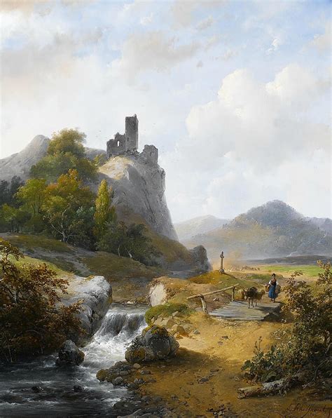 german landscape  ruin painting  andreas schelfhout