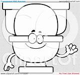 Outlined Toilet Waving Mascot Royalty Clipart Cartoon Vector Cory Thoman sketch template