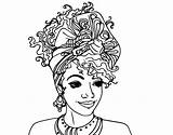 Coloring African Pages American Woman Girl Printable Color Book Colouring Books Colorings sketch template